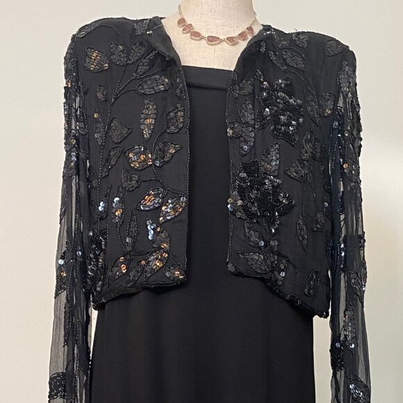 Black Sequins Crop Top Jacket - Picture 1 of 6